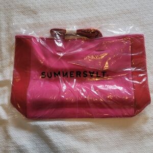 Summersalt Neoprene Beach Tote Pink Red NWT